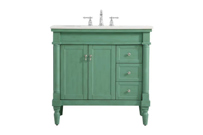 Elegant Decor Lexington 36" Solid Wood Single Bathroom Vanity in Blue