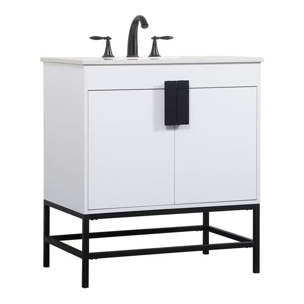 Elegant Decor Eugene 30" Aluminum MDF Single Bathroom Vanity in Blue