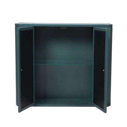 Army Green Bathroom Cabinet - Wall-Mounted Mirror Storage with 2 Doors & Open Shelf - Farmhouse Metal Frame for Vanity/Toilet