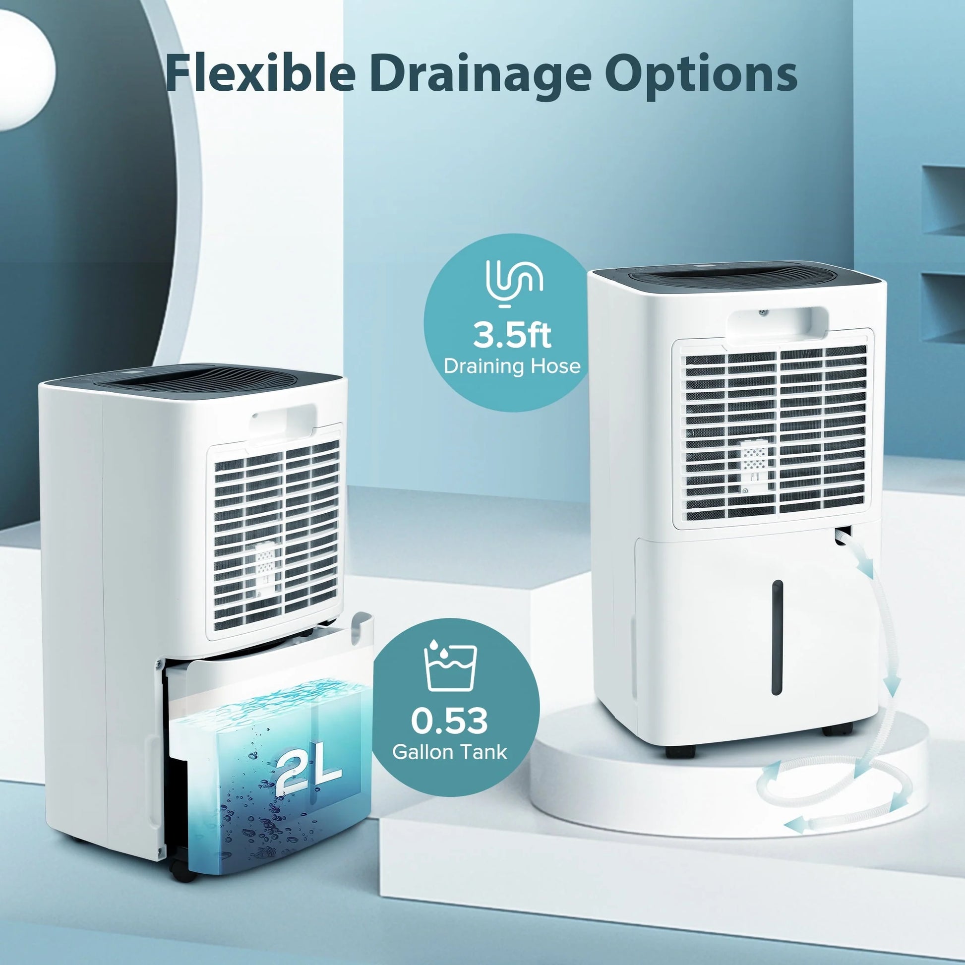 Auseo 30 Pint Dehumidifiers, 1000 Sq. Ft Dehumidifier with Drain Hose, 0.53 Gallon Water Tank, 3 Operation Modes, 24H Timer, Portable Dehumidifier for Basement/Bathroom/Laundry Room