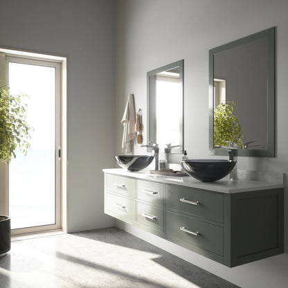VIGO Giovanni Sheer Black Glass 17 in. L x 17 in. W x 6 in. H Round Vessel Bathroom Sink