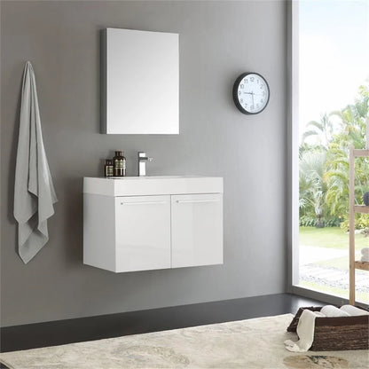Vista 30"Black Wall Hung Bathroom Vanity & Medicine Cabinet