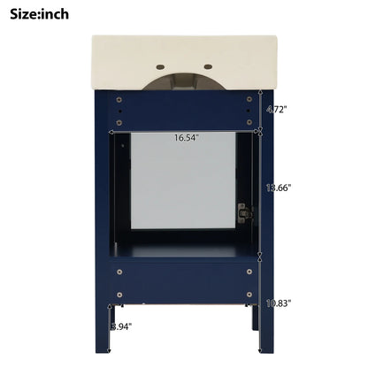 Harper & Bright Designs 20" Small Bathroom Vanity with Sink, Bathroom Vanity Cabinet with Ceramic Top and Storage Drawer, Blue