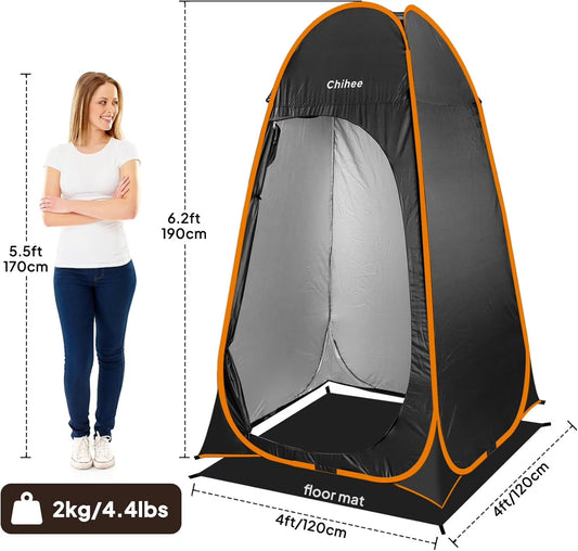 Outdoor Privacy Shelter Pop Up Camping Bathroom Tent - Black, 1 Room Camp Toilet Stall Shower Tents for Hiking, Fishing, and Travel