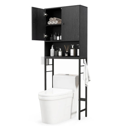 Finihen Over The Toilet Storage Cabinet, Storage Shelf, with 2 Doors and Adjustable Shelf, for Bathroom,Black