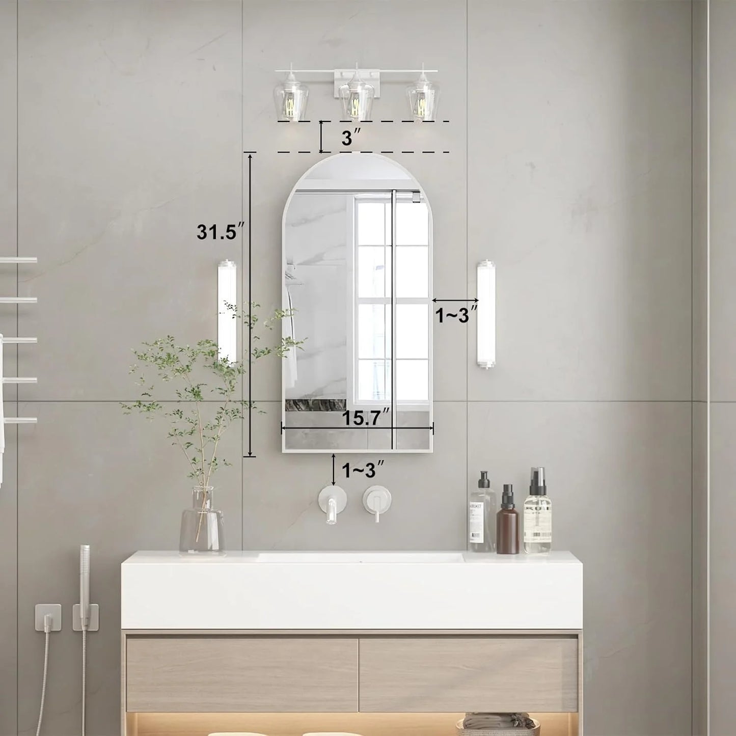 Arched Medicine Cabinet with Mirror,Recessed Medicine Cabinet Mirrors for Bathroom Cabinet with Mirror,Arched Metal Framed Medicine Cabinet,Arch Medicine Cabinet Recessed 16x31 in