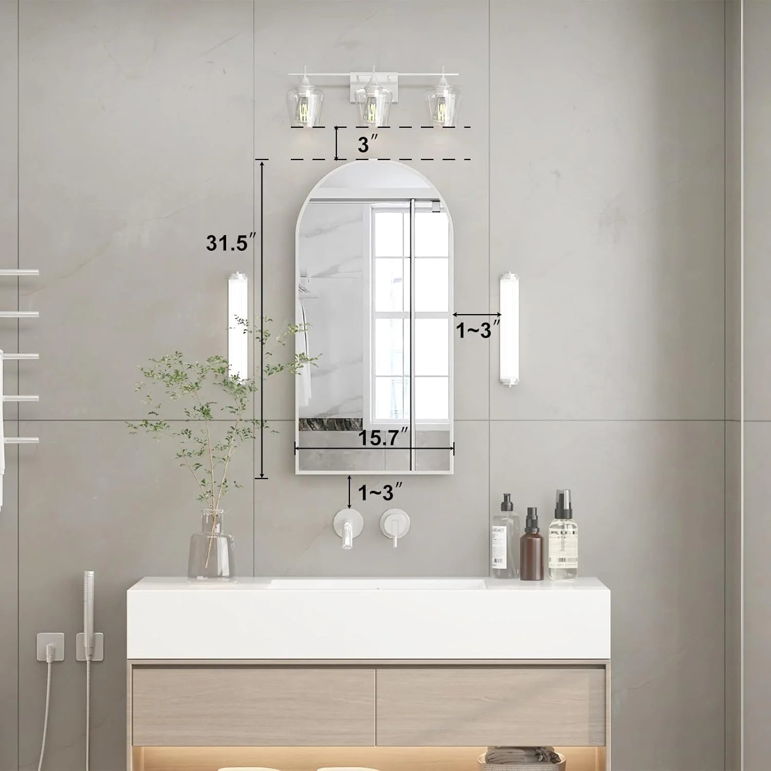 Arched Medicine Cabinet with Mirror,Recessed Medicine Cabinet Mirrors for Bathroom Cabinet with Mirror,Arched Metal Framed Medicine Cabinet,Arch Medicine Cabinet Recessed 16x31 in