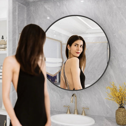 WallBeyond Bathroom Medicine Cabinet with Round Mirror Aluminum Framed 28", Gold