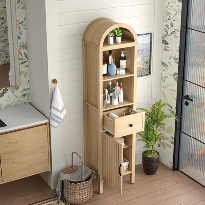 Furtivusia Bathroom Storage Cabinet Narrow Tall Cabinet Storage Tower with Door and Drawer