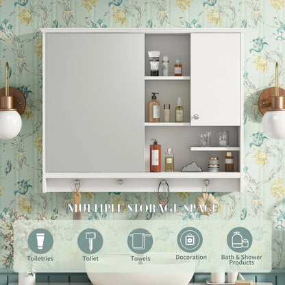 Bathroom Storage Cabinet 36 Inch Wall Mounted Medicine Cabinet, Bathroom Storage Cabinet with Mirror Door and Adjustabl Shelf, Mirror Cabinet for Bathroom,Bathroom Wall Storage