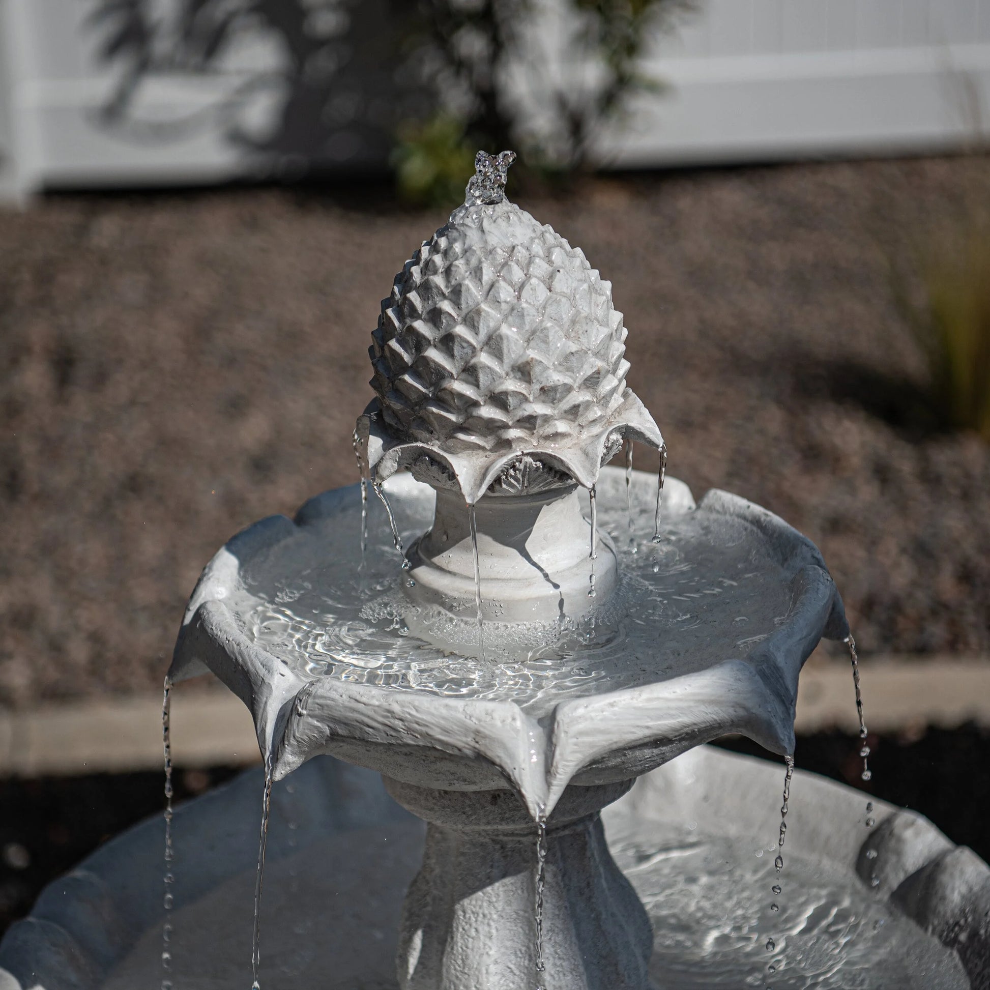 XBrand 44" H White Fiberglass/Resin 2-Tier Solar Water Fountain w/ Solar Panel and Auto-Shut Off Pump, Solar Garden Fountain, Tall Outdoor Fountain, Two Tiered Birdbath Fountain