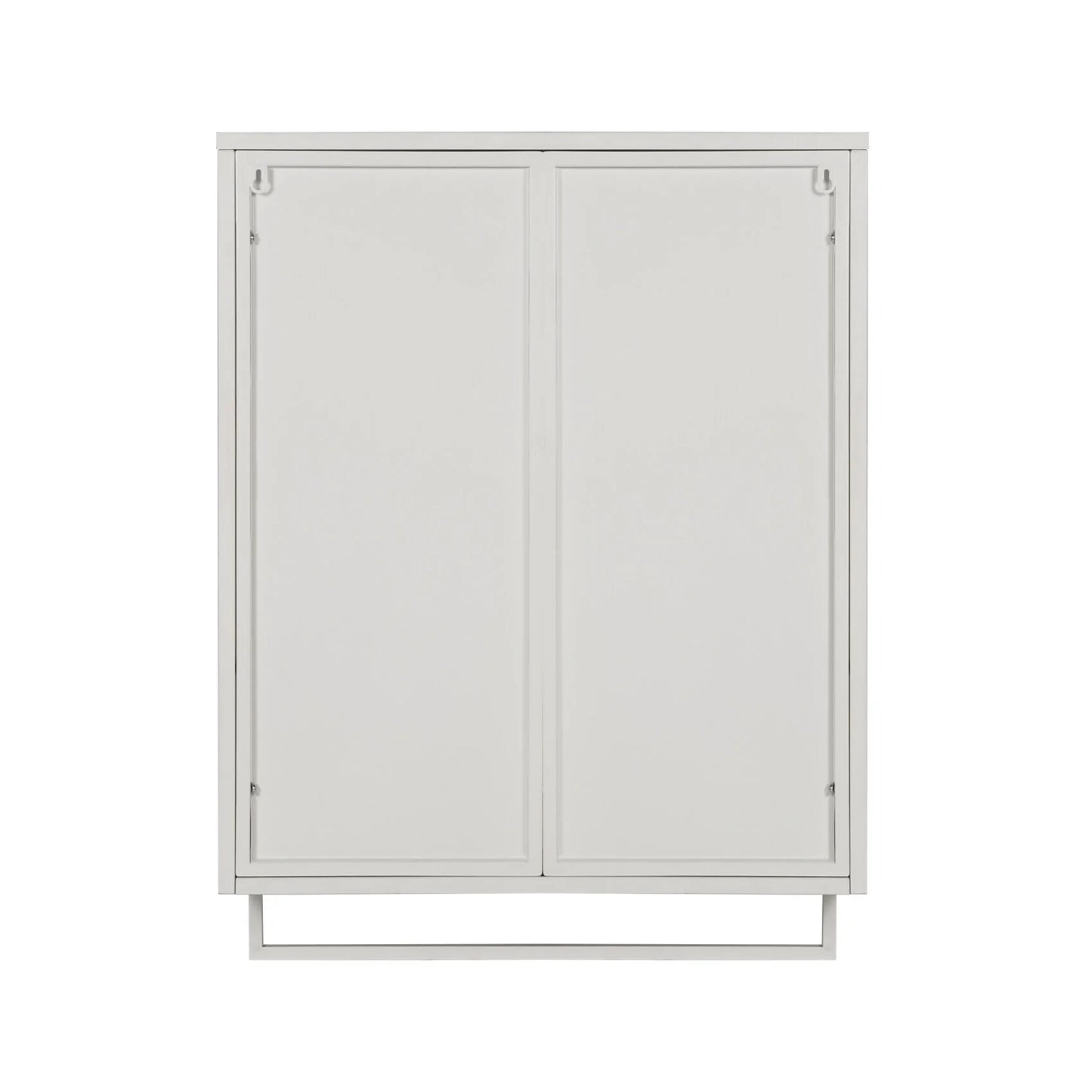 Two-door Wall Cabinet, Modern Kitchen Wall Mounted Cabinet with 2 Glass Doors, Two-tier Enclosed Storage, an Open Shelf, Towel Rack, Metal Wall Cabinet for Entryway, Living Room, Bathroom, White