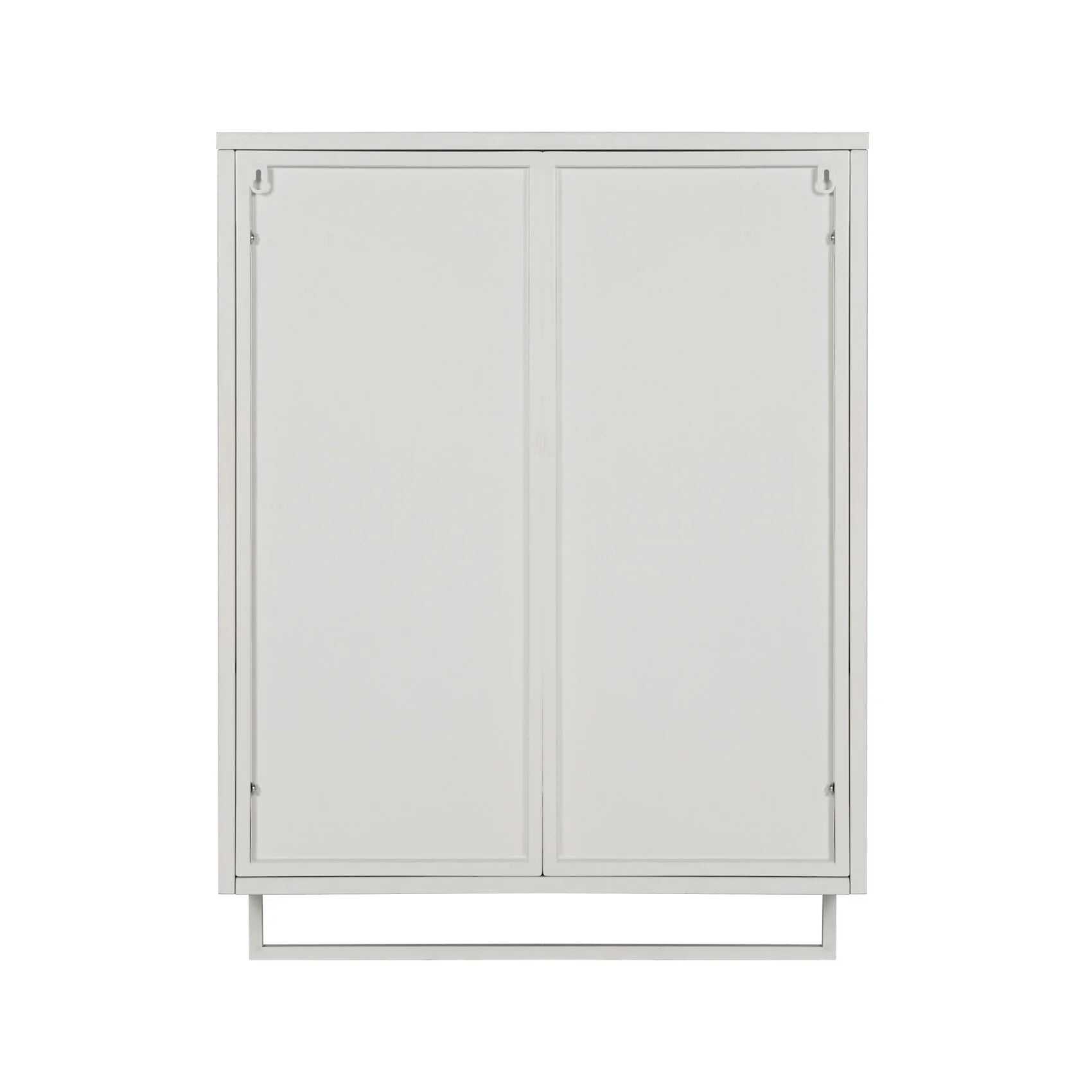 Two-door Wall Cabinet, Modern Kitchen Wall Mounted Cabinet with 2 Glass Doors, Two-tier Enclosed Storage, an Open Shelf, Towel Rack, Metal Wall Cabinet for Entryway, Living Room, Bathroom, White