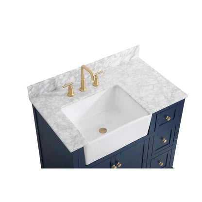 Elegant Decor Franklin 36" MDF Single Bathroom Vanity with Backsplash in Blue