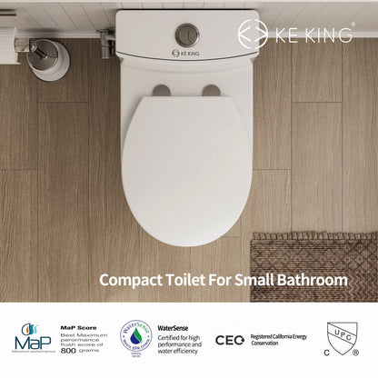 KK KE KING Quiet & Powerful Flush Round Compact One Piece Toilet for Small Bathroom, Space Saving, 12'' Rough-In