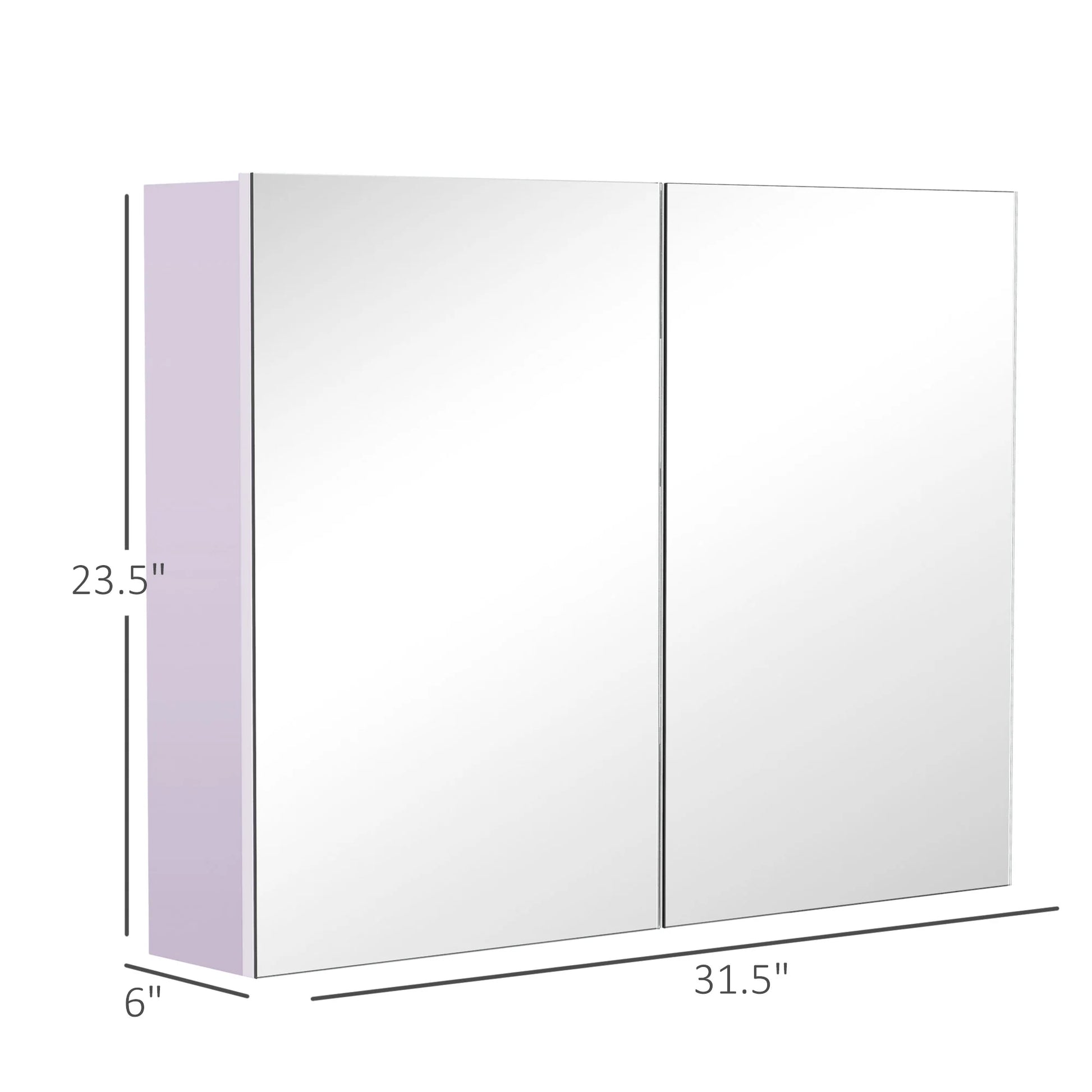 Homiyad Double Door Wall Mounted Bathroom Mirror, 31.5" x 23.5" Medicine Cabinet with Modern Design, Large Storage, & Quiet Hinges