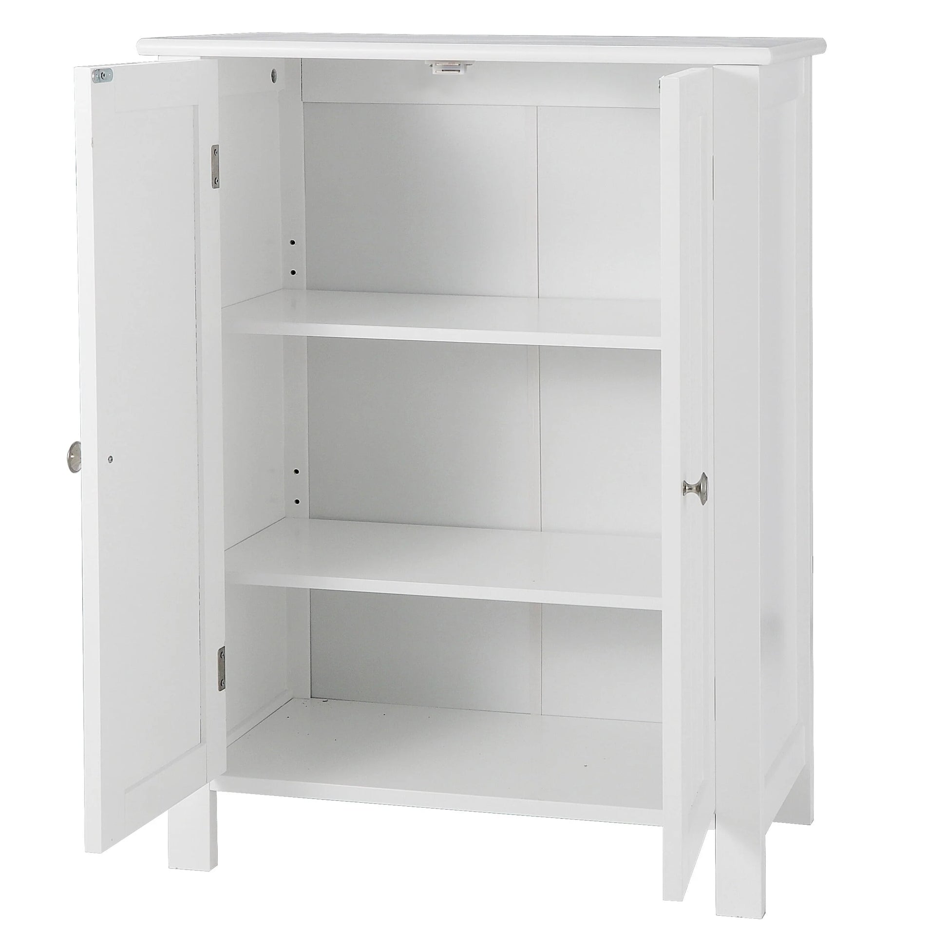 HomGarden 2-Door Bathroom Floor Storage Cabinet Side Cupboard W/ Adjustable Shelves, 11.8'' W, White