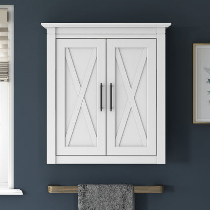 Bush Furniture Key West Bathroom Wall Cabinet with Doors in Driftwood Gray