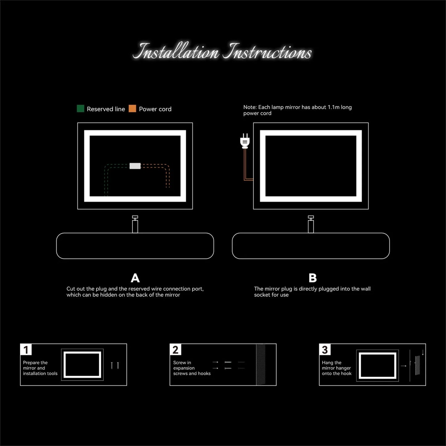 Ktaxon 28x20 inch LED Lighted Bathroom Mirror Silvered Wall Mounted Mirror with Touch Button,Anti Fog and IP67 Waterproof Square Mirror