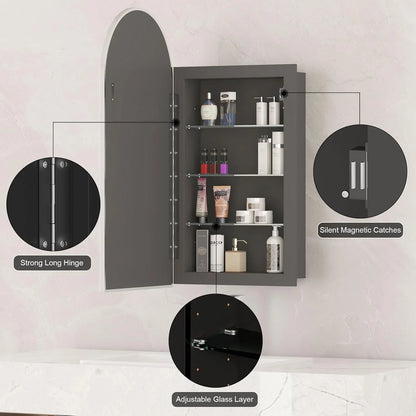 Arched Medicine Cabinet with Mirror,Recessed Medicine Cabinet Mirrors for Bathroom Cabinet with Mirror,Arched Metal Framed Medicine Cabinet,Arch Medicine Cabinet Recessed 16x31 in