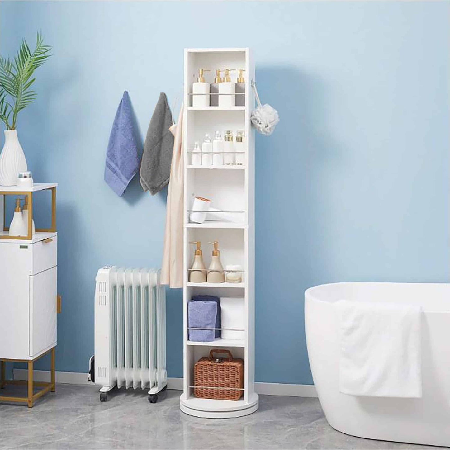 Wall-Mounted Bathroom Cabinet with Double Vented Doors, Compact Storage Organizer for Toiletries, White Finish - Miami Collection