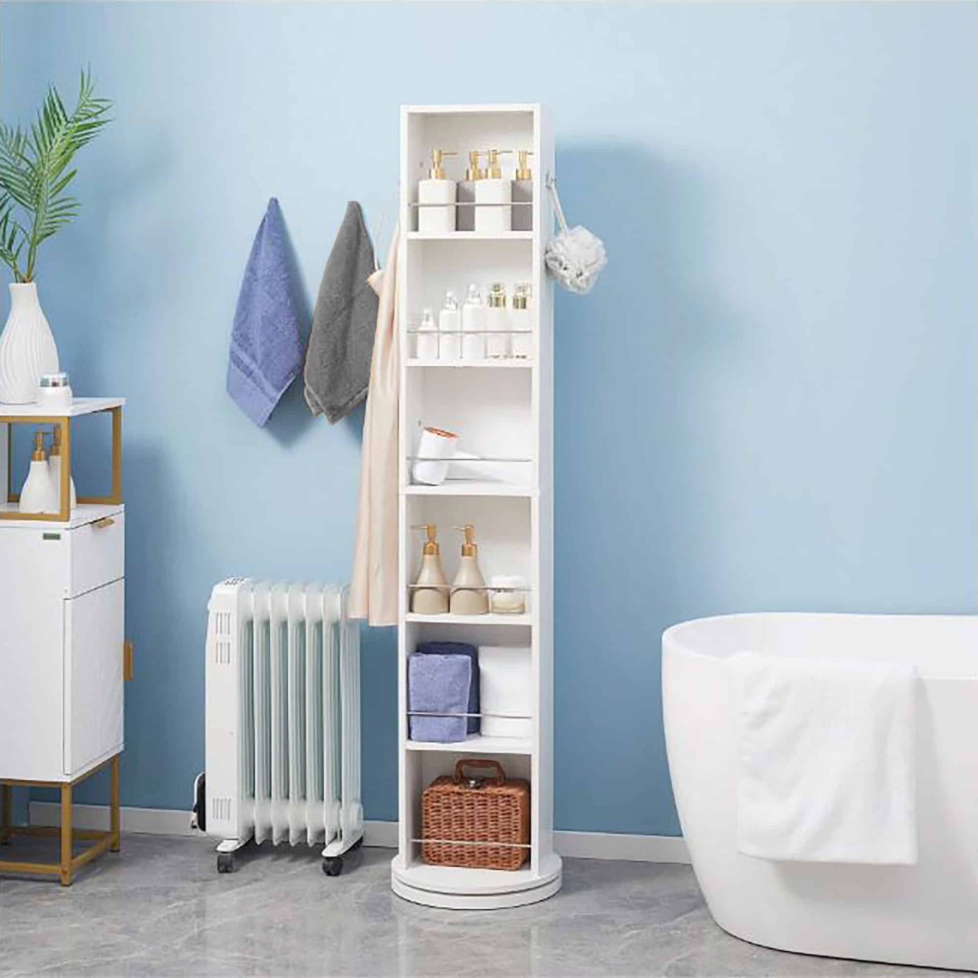 Wall-Mounted Bathroom Cabinet with Double Vented Doors, Compact Storage Organizer for Toiletries, White Finish - Miami Collection