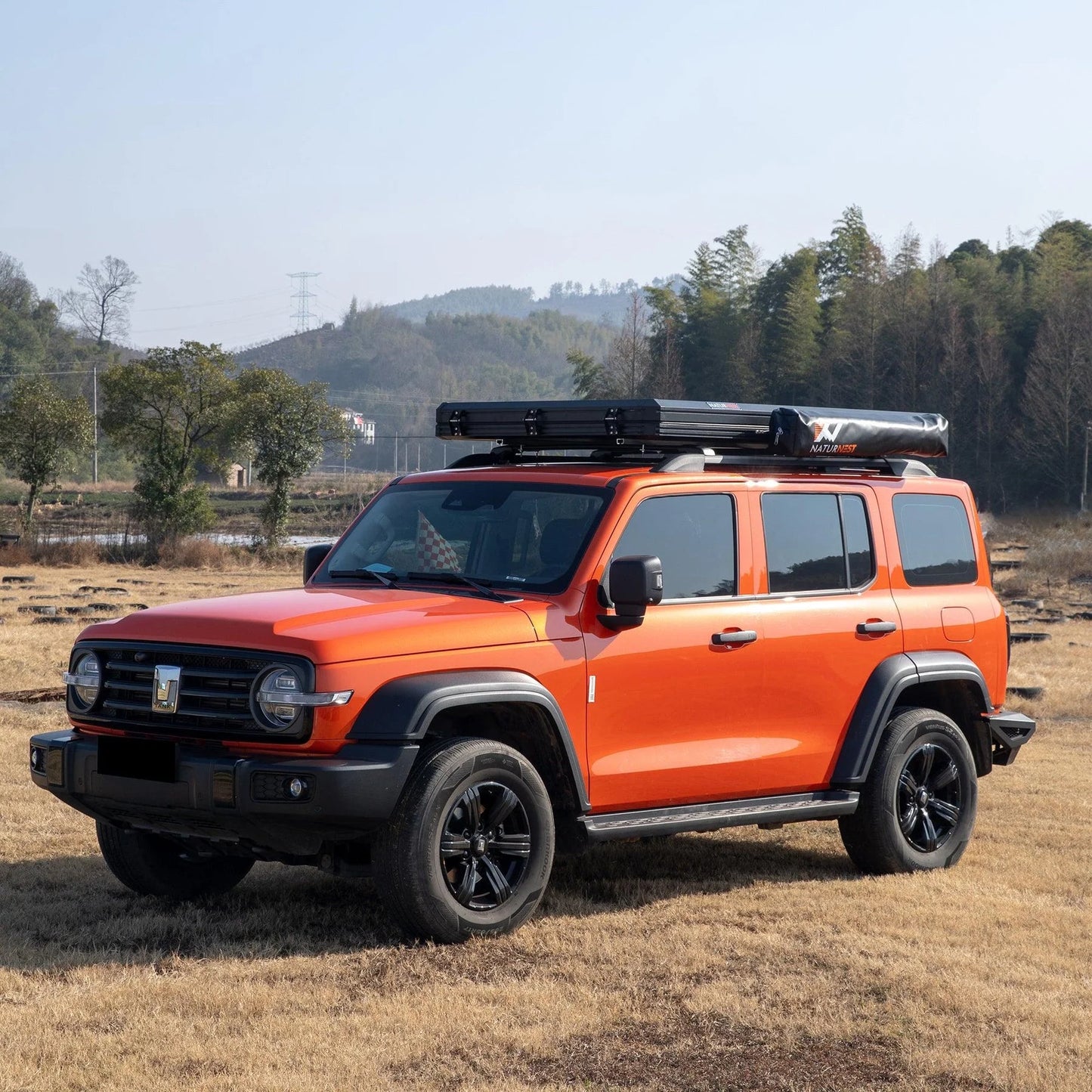 Naturnest Portable Car Camping Shower Tent Featuring a Roof and Floor Mat, Car Tents for Camping SUV, Overlanding Car Bathroom Tent Providing Privacy for Camping, Portable Shower Tent for Camping