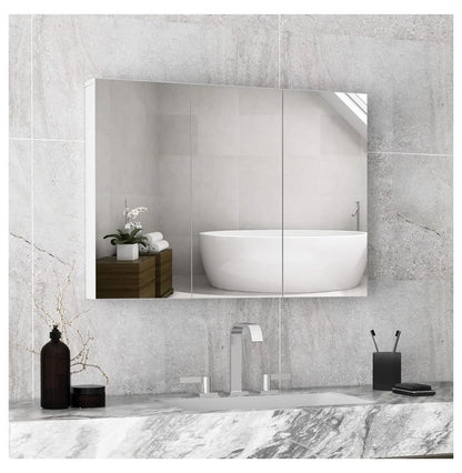 Mirrored Medicine Cabinet, Large Wide Wall Mounted Storage Cabinet with 3 Mirror Doors & Adjustable Shelf, 36 x 4.5 x 25.5 Inch, Bathroom Mirror Medicine Cabinet (36 x 25.5 Inch)