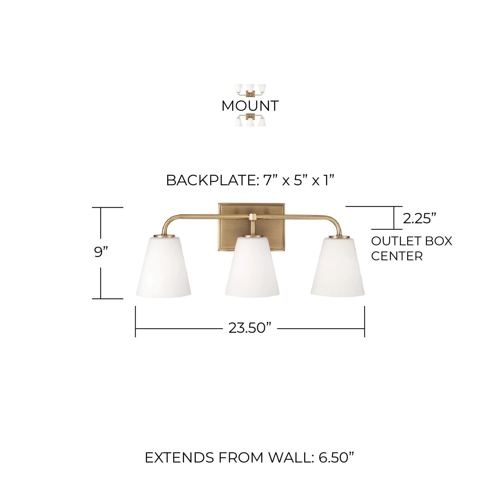 Capital Lighting - Brody - 3 Light Bath Vanity In Minimalist Style-9 Inches Tall