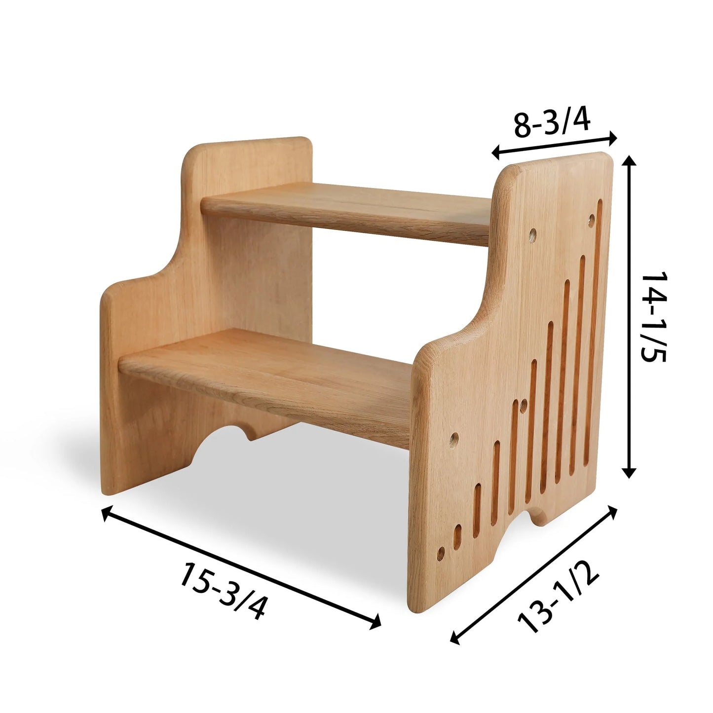 CONSDAN Hardwood Oak 2-Tier Step Stool, Kids Stool for Bathroom Kitchen Toilet, Natural Color