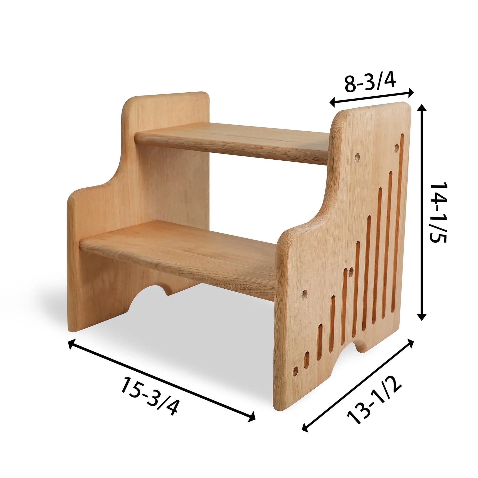 CONSDAN Hardwood Oak 2-Tier Step Stool, Kids Stool for Bathroom Kitchen Toilet, Natural Color