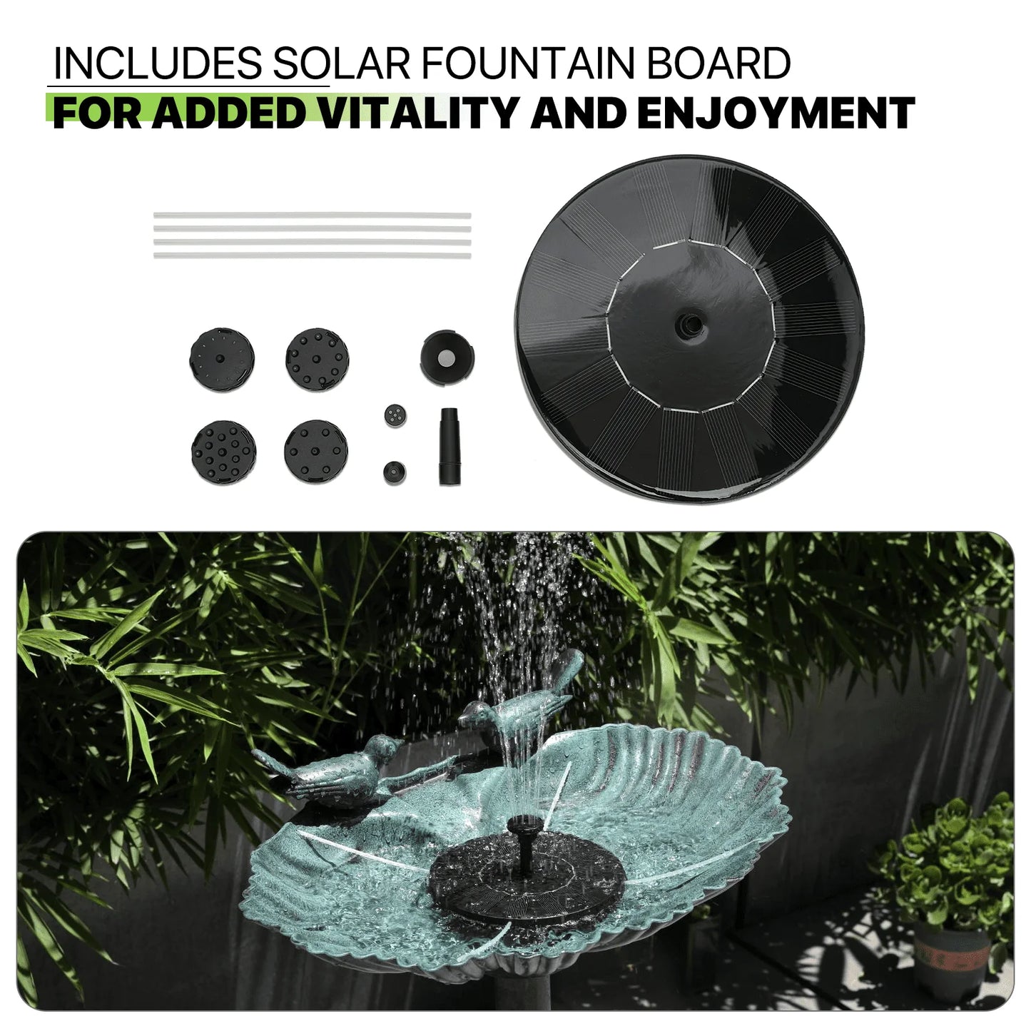 Magshion 28" Outdoor Garden Green Pedestal Bird Bath with Solar Pumb, for Patio Backyard Décor