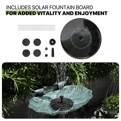 Magshion 28" Outdoor Garden Green Pedestal Bird Bath with Solar Pumb, for Patio Backyard Décor