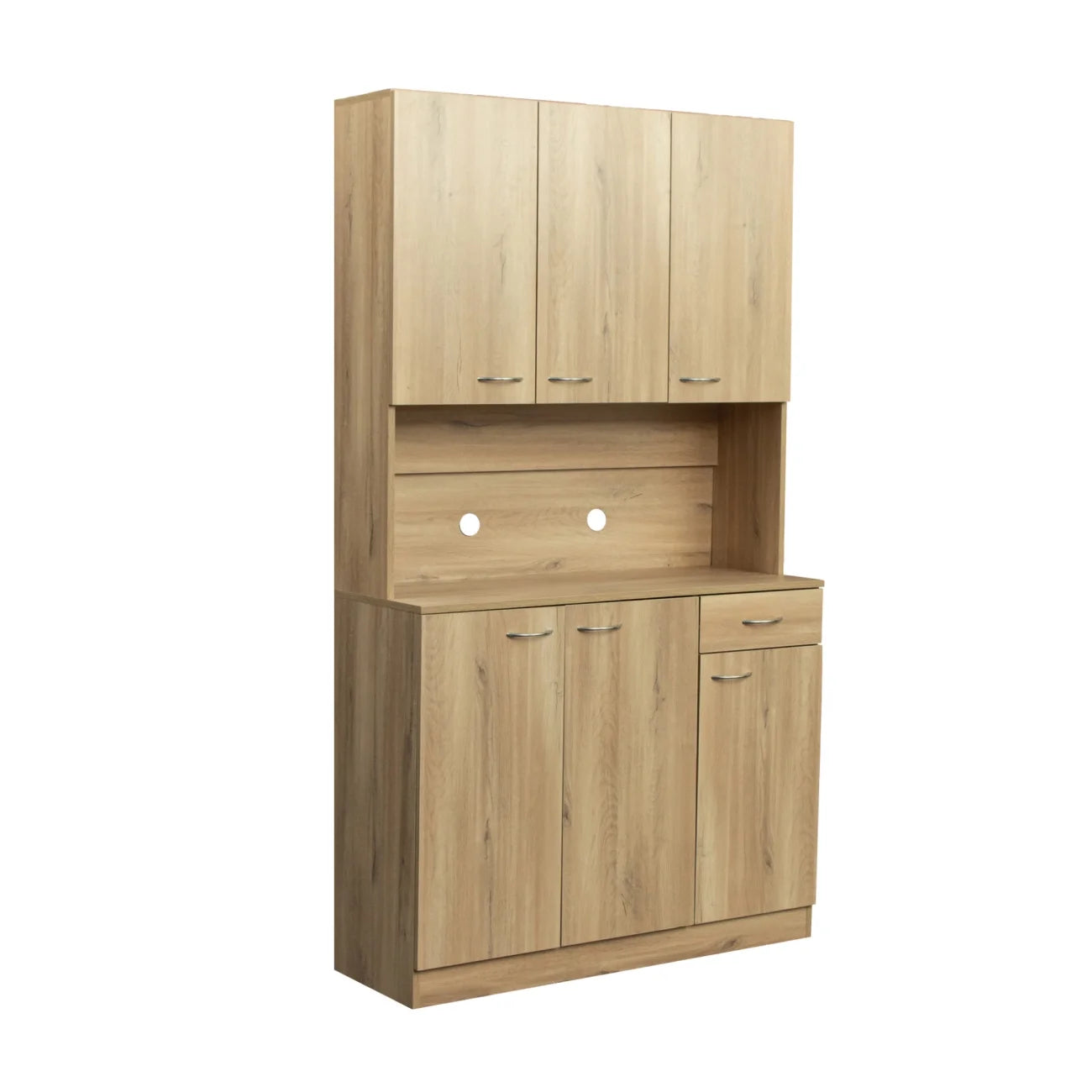 70.87" Tall Wardrobe & Kitchen Cabinet, Freestanding Storage Cabinets with 6 Doors, 1 Open Shelves and 1 Drawer, Versatile Floor Buffet Hutch Cupboard for Bedroom Bathroom Kitchen, Oak