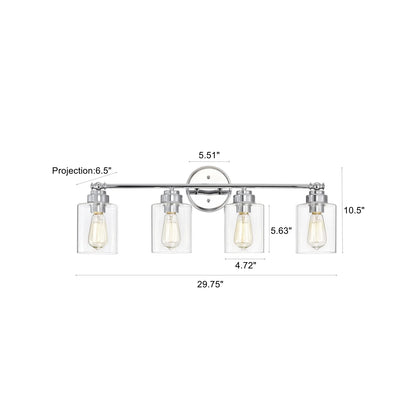 CHLOE Karson Transitional 4 Light Chrome Bath Vanity Fixture 30" Wide
