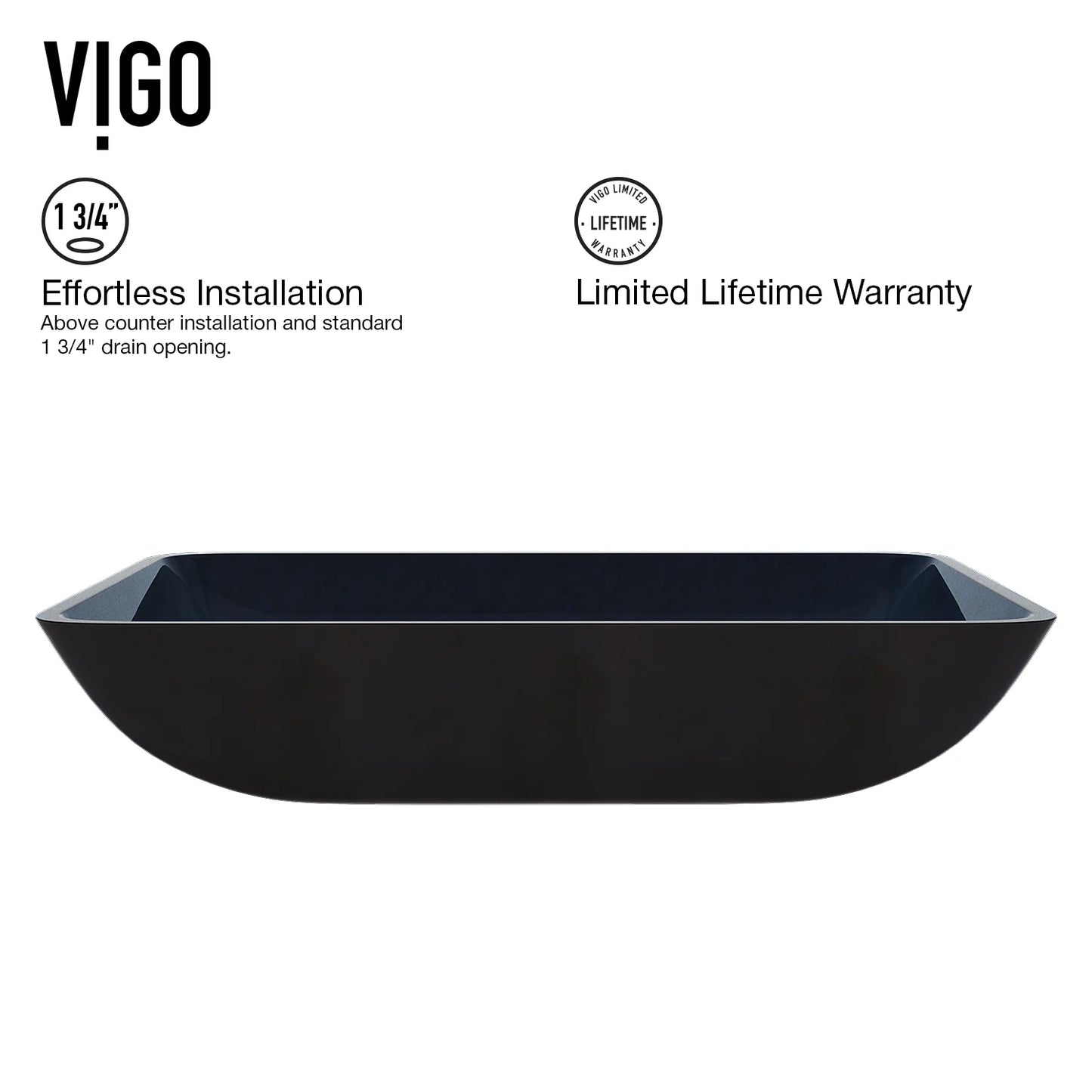 VIGO Donatello Turquoise Blue Glass 18 in. L x 13 in. W x 4 in. H Rectangular Vessel Bathroom Sink