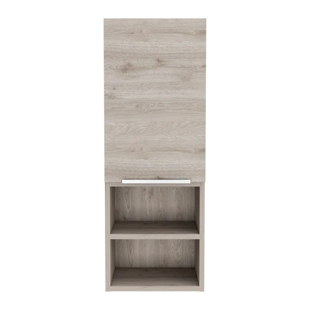 Particle Board Medicine Cabinet with 1 Doors and 2 Semi-open Shelves, Wall Cabinet for Bedroom,Living Room and Bathroom, Black