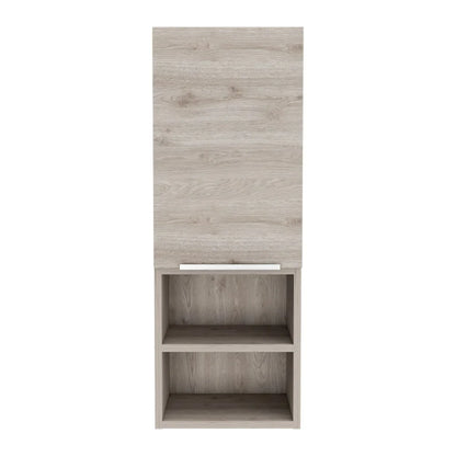 Particle Board Medicine Cabinet with 1 Doors and 2 Semi-open Shelves, Wall Cabinet for Bedroom,Living Room and Bathroom, Black