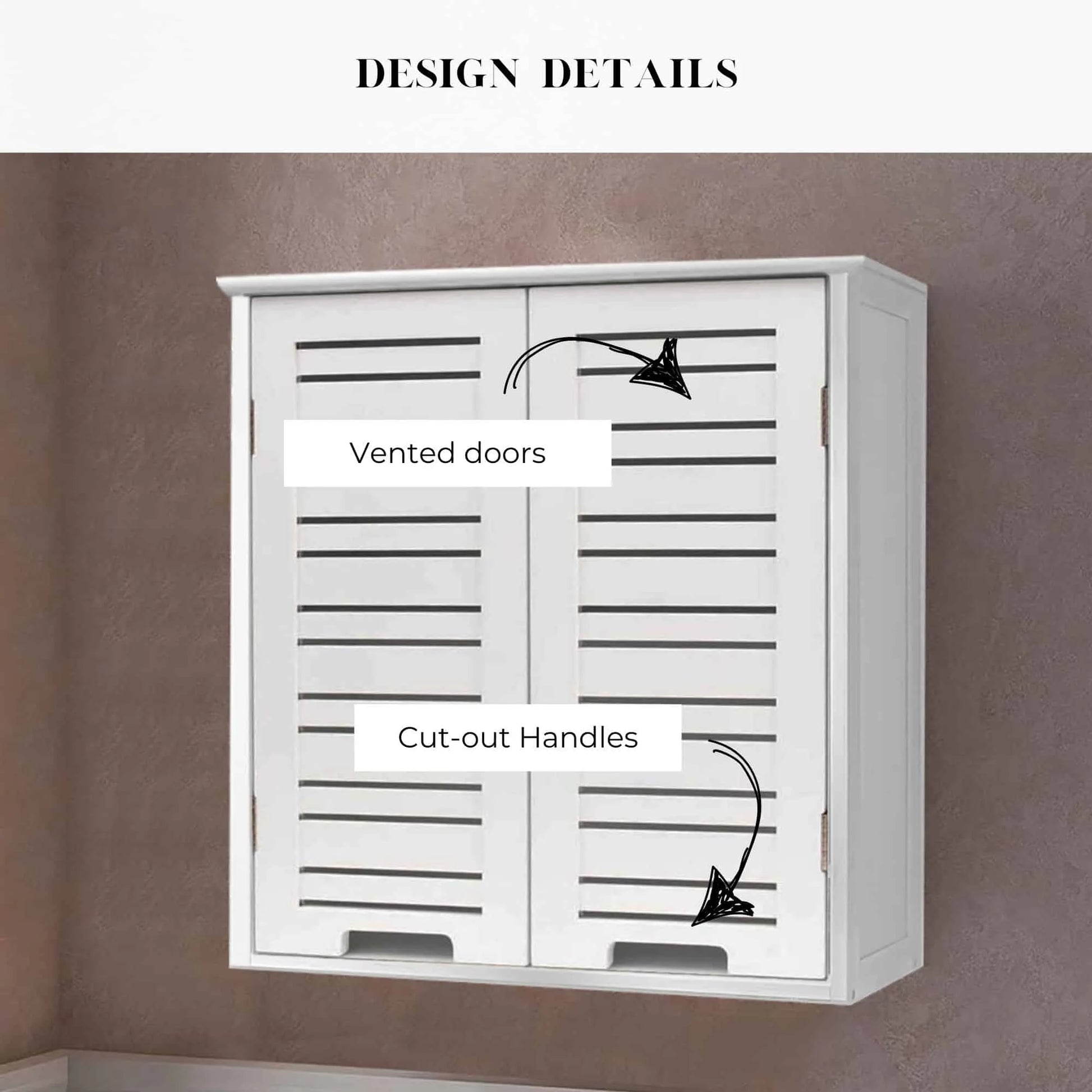 Wall-Mounted Bathroom Cabinet with Double Vented Doors, Compact Storage Organizer for Toiletries, White Finish - Miami Collection