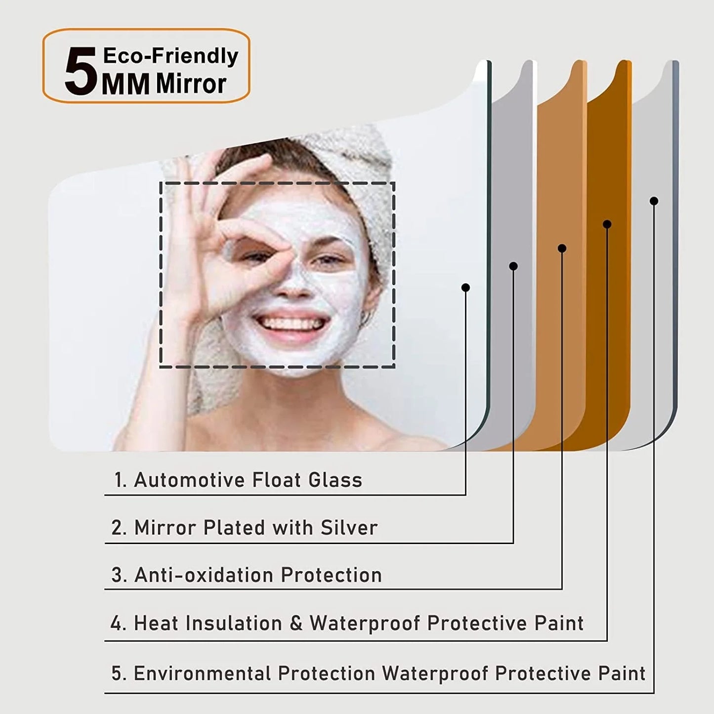 DURASPACE Bathroom Mirrors Wall Mirror Anti fog Mirror 48"x 32" with Waterproof Memory Function Touch Button, Rectangle (Vertical/Horizontal)