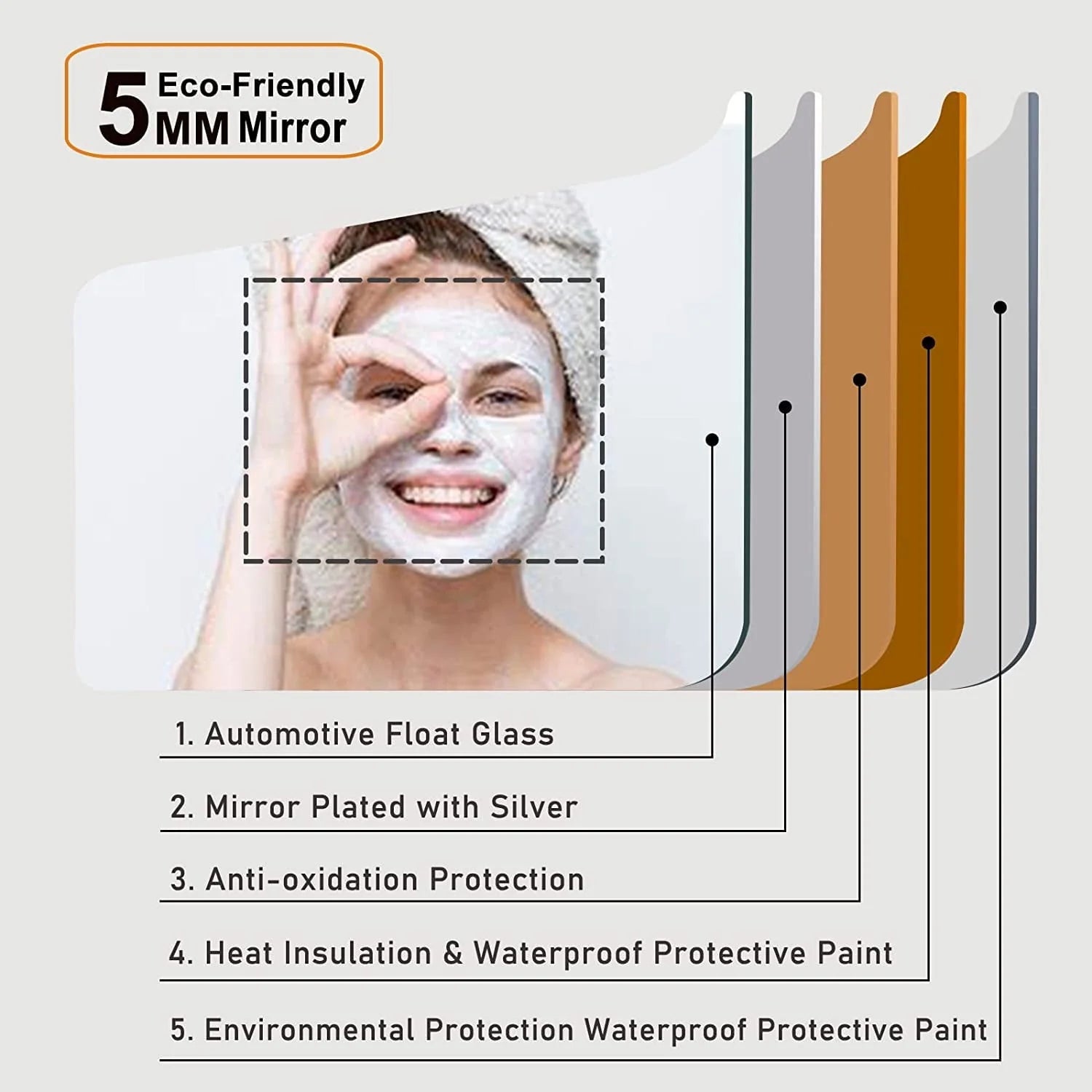DURASPACE Bathroom Mirrors Wall Mirror Anti fog Mirror 48"x 32" with Waterproof Memory Function Touch Button, Rectangle (Vertical/Horizontal)