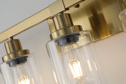 5-Light Vanity Light with Clear Glass Shades, Golden Iron Wall Fixture for Bathroom and Dressing Table, (No Bulbs)