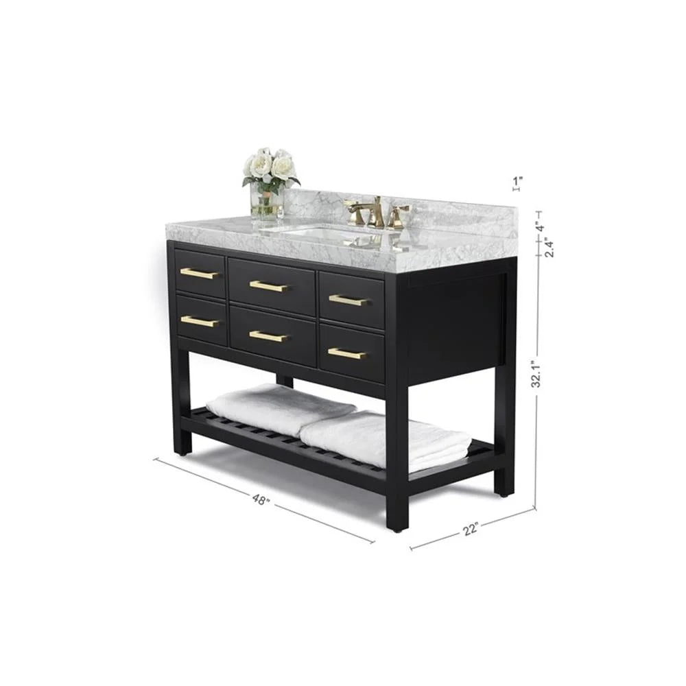 Ancerre Designs Elizabeth 48" Wood Bathroom Vanity Set in Black Onyx