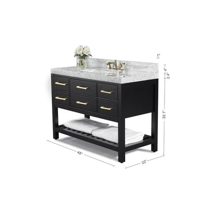 Ancerre Designs Elizabeth 48" Wood Bathroom Vanity Set in Black Onyx