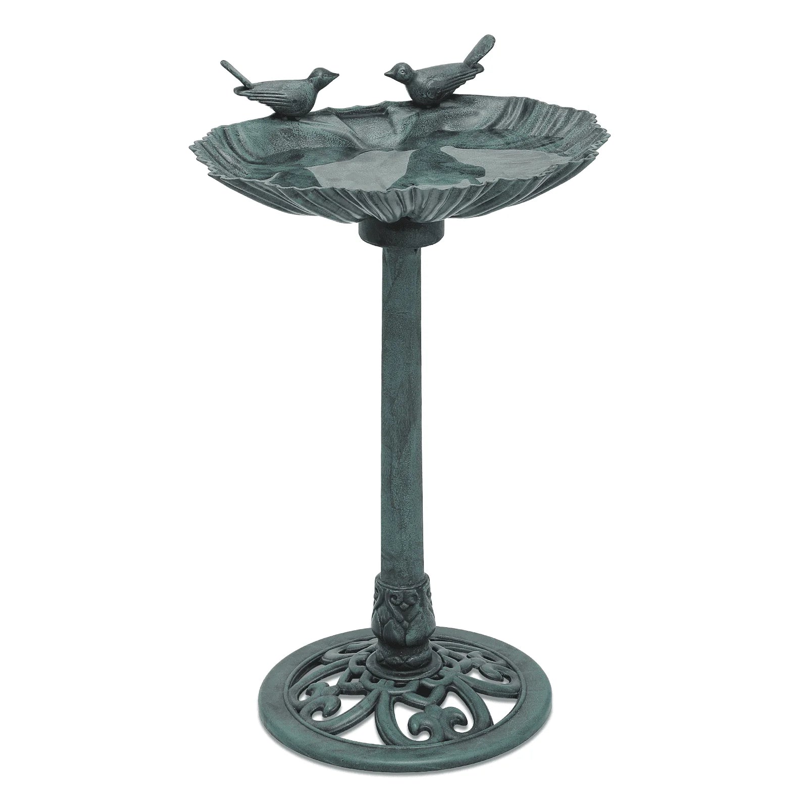 Magshion 28" Outdoor Garden Green Pedestal Bird Bath with Solar Pumb, for Patio Backyard Décor