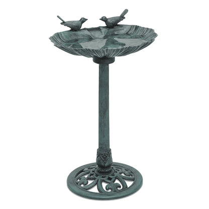 Magshion 28" Outdoor Garden Green Pedestal Bird Bath with Solar Pumb, for Patio Backyard Décor