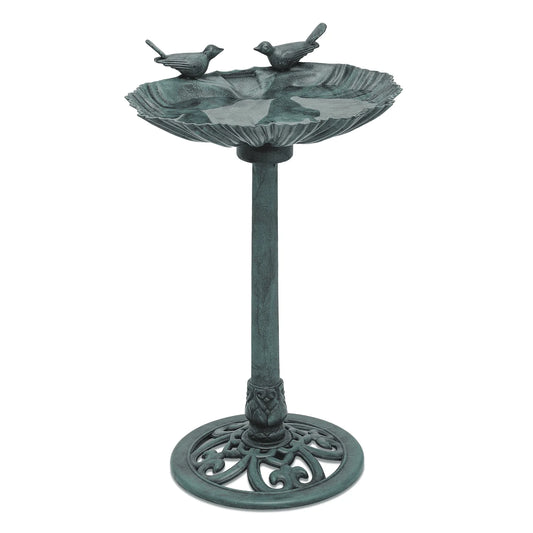 Magshion 28" Outdoor Garden Green Pedestal Bird Bath with Solar Pumb, for Patio Backyard Décor