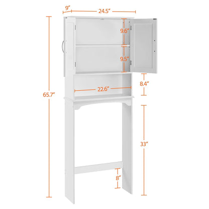 SmileMart 9" Width Wooden Over The Toilet Bathroom Storage Cabinets with Door, White