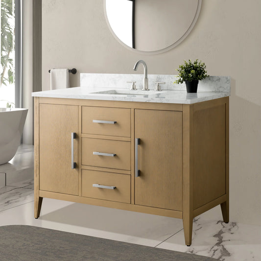 Vanity Art 48" Single Sink Bathroom Vanity Cabinet with Ceramic Countertop