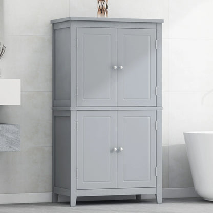 Elegant Bathroom Floor Storage Cabinet, Bathroom Storage Unit, Freestanding Cabinet with 4 Doors